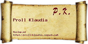 Proll Klaudia névjegykártya